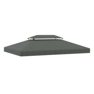 Outsunny 3x4m Gazebo Replacement Roof Canopy 2 Tier Top UV Cover Garden Patio Deep Grey