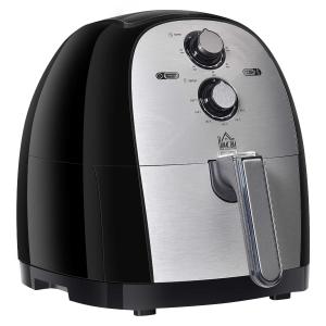 HOMCOM frytownica powietrzna koszyk do smażenia 5L 1700W frytownica na gorące powietrze do smażenia grillowania pieczenia bez tłuszczu PP aluminium srebrny + czarny 38,5 x 30,7 x 33,1 cm