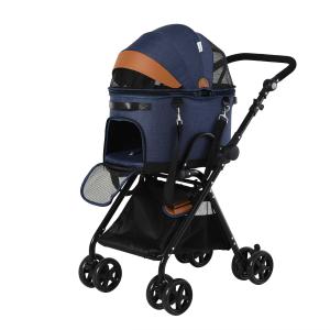 PawHut Oxford Cloth 2-in-1 Convertible Pet Stroller Blue/Orange