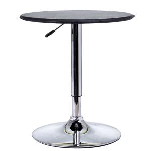 HOMCOM Chrome Steel Height Adjustable Round Bar Table Black