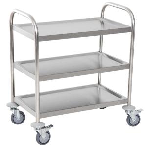 HOMCOM 3-tier Rolling Kitchen Cart Trolley Island Stainless Steel Utility Storage Silver