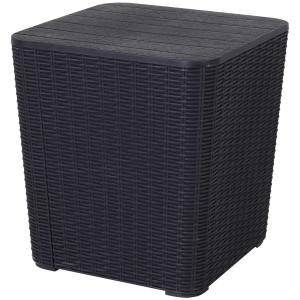 Outsunny 50L Outdoor Rattan-Effect Lift-Top Bar Tea Table Black