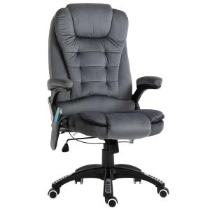 Vinsetto Faux Velvet Reclining Heated Massage Office Chair Grey