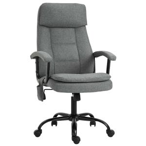 Vinsetto Faux Linen 2-Point Massage Office Chair Grey
