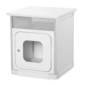 PawHut Wooden Cat Litter Box Washroom Toilet Home Nightstand Indoor w/ Magnetic Door