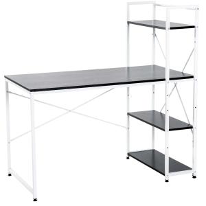 Biurko HOMCOM biurko komputerowe z regałem kolor biały + czarny 120x64x121cm