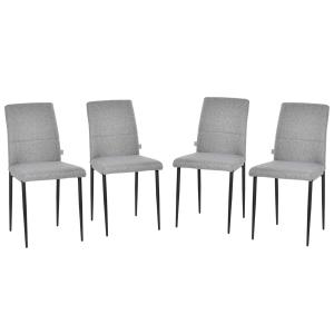 Zestaw 4 krzeseł kuchennych HOMCOM krzesła do jadalni krzesło biurowe z oparciem fotel tapicerowany imitacja skóry fotel nogi drewniane kolor szary 41,5 x 54,5 x 87 cm