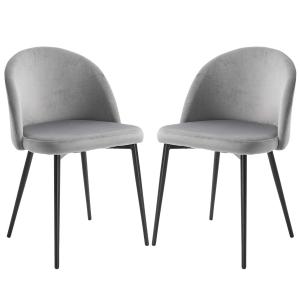 Zestaw 2 krzeseł do jadalni HOMCOM krzesła kuchenne krzesło tapicerowane design krzesło z oparciem fotel tapicerowany syntetyczny zamsz fotel aksamit metalowe nogi kolor szary 49x50x77cm