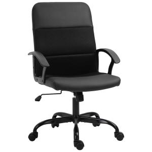 Vinsetto PVC Upholstered Tilting Home Office Chair Black