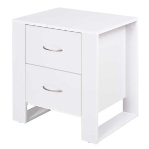HOMCOM Bedside Table with 2 Drawers, Nightstand with Handles and Elevated Base, Side Table for Bedroom, Living Room, White