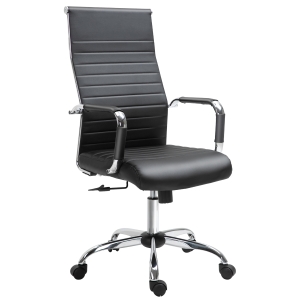 Vinsetto Fotel biurowy, krzesło biurowe, obrotowe, krzesło do gier z funkcją przechylania, z regulacją wysokości, wyściełany, ergonomiczny, skóra PU, pianka, czarny, 54 x 62 x 114 cm