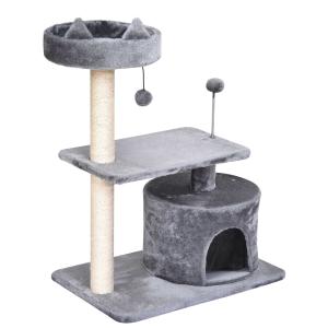 PawHut 81cm Mult-level Cat Tree Scratcher Kittiy Condo Activity Center House, Grey