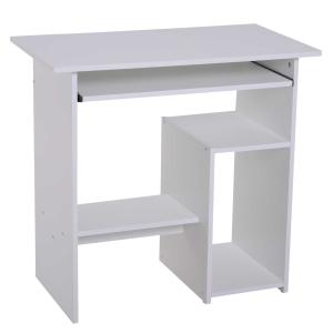 HOMCOM Compact Small Computer Table Wooden Desk Keyboard Tray Storage Shelf Corner