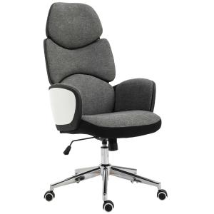 Vinsetto Linen Upholstered High-Back Home Office Chair White/Grey