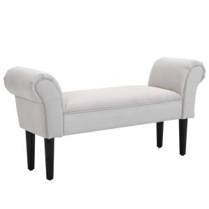 HOMCOM Vintage Bed Bench Armed Ottoman Footstool End of Bed Upholstered Seat Furniture
