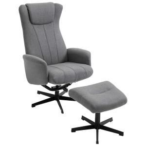 HOMCOM Recliner and Ottoman with 135° Adjustable Backrest for Home Office Dark Grey