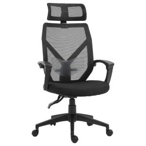 Vinsetto Mesh Ergonomic Home Office Chair w/ Headrest Black