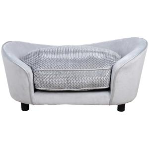 PawHut Pet Sofa Small Sized Dog Sponge Cushioned Soft Plush Bed Lounge Gray