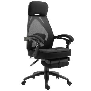 Vinsetto Swivel Mesh Back Office Chair w/ Retractable Footrest High Back Adjustable Height Black