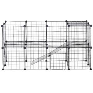 PawHut Small Animal Playpen with Mallet, Connectors and Cable Ties Metal Mesh 36 pcs