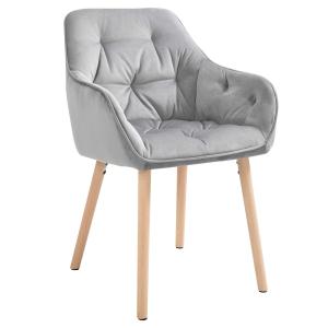 HOMCOM Tufted Dining Chairs Velvet-Touch Fabric Accent Chairs with Wood Legs