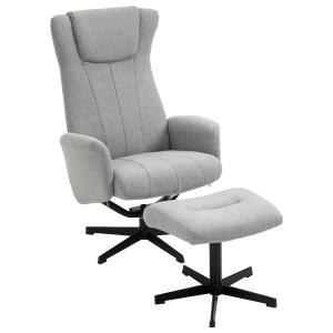 HOMCOM Recliner and Ottoman with 135° Adjustable Backrest for Home Office Light Grey