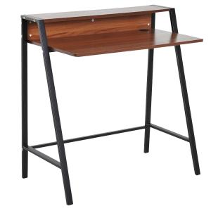 HOMCOM Wooden Writing Desk Computer Table Home Office PC Laptop Workstation Storage Walnut