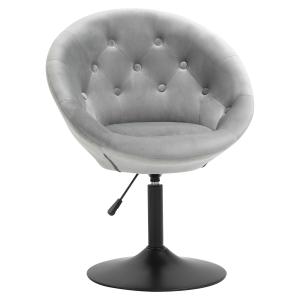 HOMCOM Dining Height Bar Stool Tufted Fabric Adjustable Height Armless Swivel Seat