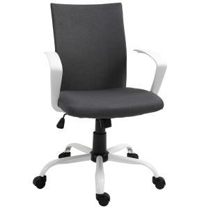 Vinsetto Office Chair Linen Swivel Computer Desk Chair Home Study Task Chair, Deep Grey