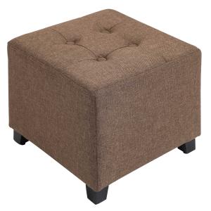 HOMCOM Tufted Ottoman Linen-Touch Fabric Upholstered Footstool Footrest Coffee Table