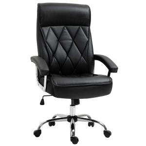 Krzesło biurowe Vinsetto fotel biurowy krzesło do gier fotel obrotowy ergonomiczne z funkcją kołysania regulacja wysokości wzór w romby nowoczesne eleganckie luksusowe skóra PU metal pianka kolor czarny 66x69x121 cm