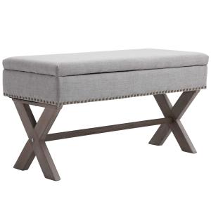 HOMCOM Polyester Upholstered Ottoman Stool Grey