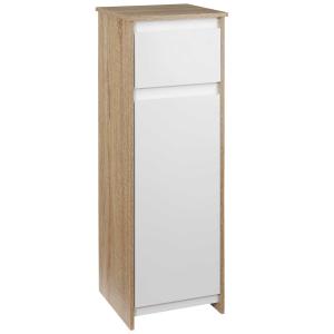 Kleankin badkamerkast badkamercommode badkamermeubel badkamerstelling staande kast met 2-lagen kast met 1 lade opslagdesign ruimtebesparend MDF naturel hout + wit 32,6 x 30 x 90 cm