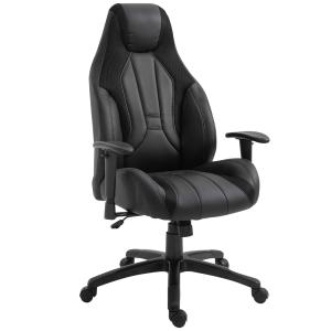 Vinsetto PU Leather Upholstered Adjustable-Sit Home Office Chair Grey/Black