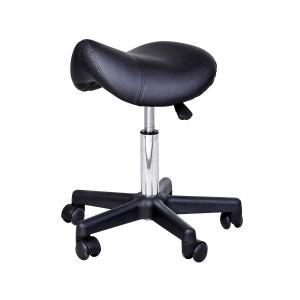HOMCOM PU Leather Height Adjustable Saddle Stool Black