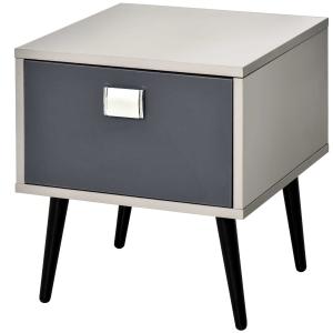 HOMCOM MDF 1-Drawer Bedside Table Grey