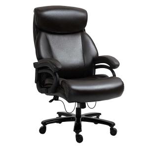 Vinsetto kantoorstoel directiestoel gamestoel draaistoel kantelfunctie dikke bekleding ergonomisch design in hoogte verstelbaar PU leer bruin 72x83x114-122 cm