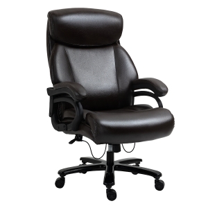 Vinsetto krzesło biurowe fotel biurowy fotel gamingowy krzesło obrotowe funkcja przechylania grube wyściełanie ergonomiczny design regulacja wysokości skóra PU kolor brązowy 72x83x114-122 cm