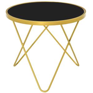 HOMCOM Tempered Glass Coffee Table Art Deco Side End Table w/ Hairpin Legs 43x43x40cm