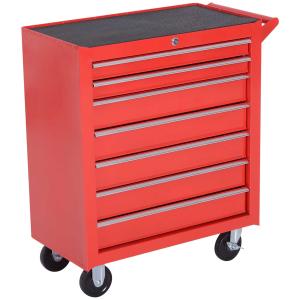 Durhand Steel 7 Drawer Tool Storage Cabinet w/ Wheels Red