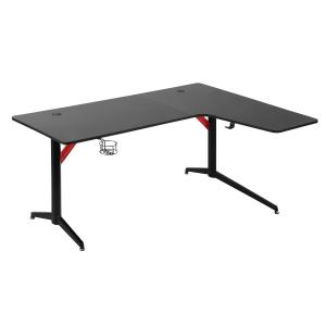 HOMCOM Gamingtafel PC tafel bureau met koptelefoonhaak bekerhouder computertafel metaal MDF zwart + rood 157 x 111,8 x 74 cm