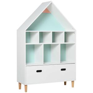 HOMCOM Kids Bookshelf Chest w/ Drawer Cubes Baby Toy Wood Organizer Display Stand