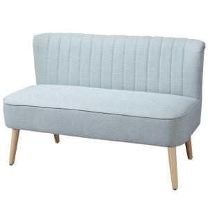 HOMCOM 2-zitter stoffen bank beklede bank zitmeubel loungebank hout schuimstof lichtgrijs 117 x 56,5 x 77 cm