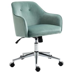 Vinsetto bureaustoel met schommelfunctie hoofdsteun kantoor aan huis kantoorstoel in hoogte verstelbare bureaustoel ergonomisch 360° zwenkwielen fluweelzacht polyester nylon groen 61 x 59 x 80,5-90,5 cm