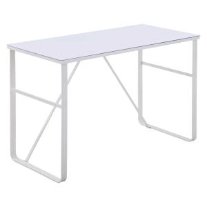HOMCOM bureau PC tafel met gehard glazen blad computertafel kantoortafel werktafel belastbaar 80 kg eenvoudig schoon te maken voor thuiskantoor slaapkamer modern metaal wit 120 x 60 x 74,5 cm