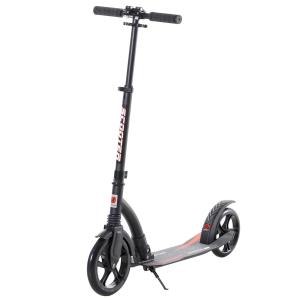 HOMCOM Patinete Plegable Aluminio +14 años Altura Ajustable de 87-101 cm con 2 Ruedas Grandes Frenado para Niños Adultos Carga 100 kg Negro