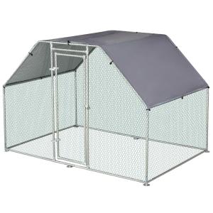 PawHut Gallinero Exterior 2,8x1,9x1,95 m Jaula con Cerradura para Aves de Corral de Metal Galvanizado y Cubierta Oxford
