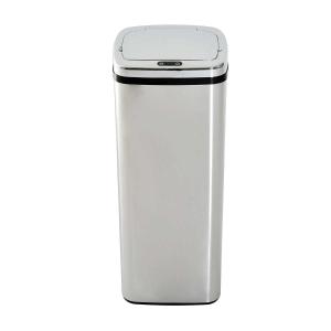HOMCOM Papelera 50L Cubo de Basura Inteligente Color Plateado Acero Inoxidable 33 x 25 x 84cm