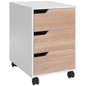 HomCom® Armario Archivador Móvil 3 Cajones Con Ruedas(2 con Frenos)