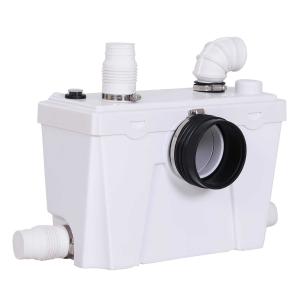 HOMCOM Bomba Trituradora Sanitaria de Agua Residual con 400W y 4 Entradas para Baño Cocina y Lavabo 40x17x28 cm Blanco